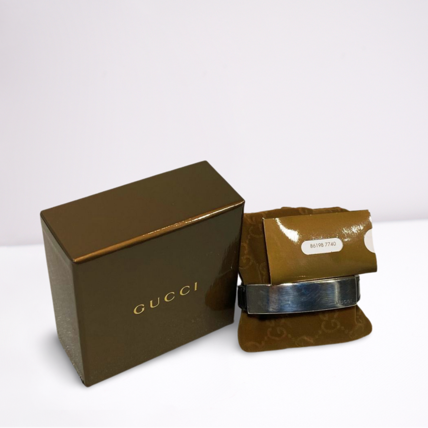 GUCCI Massive Silver (925) Bracelet with Leather